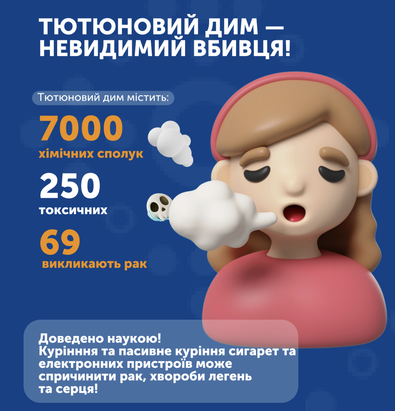 Плакат "Тютюновий дим - невидимий вбивця!"